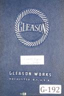 Gleason-Gleason Operator Instruct No 16 Hypoid Rougher Manual-#16-No. 16-01